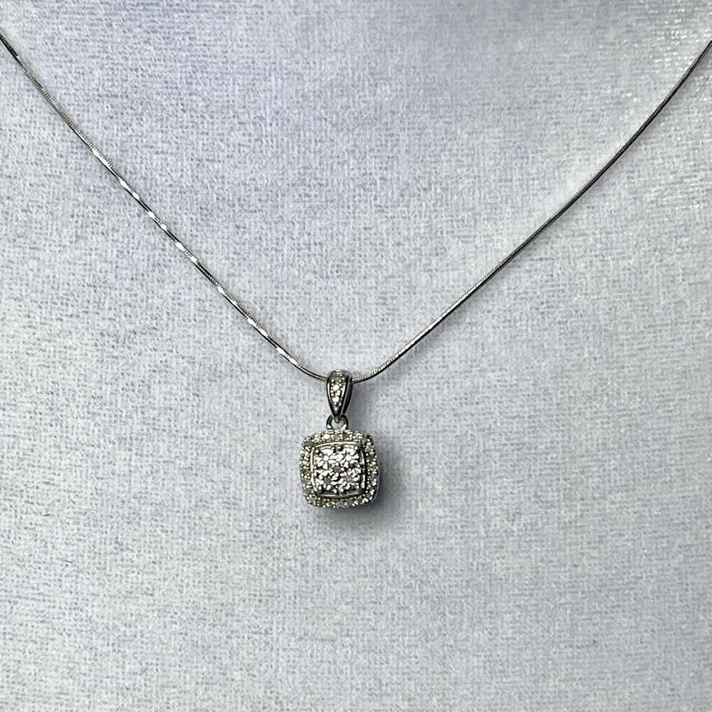 Sterling Silver Diamond Pendant Necklace